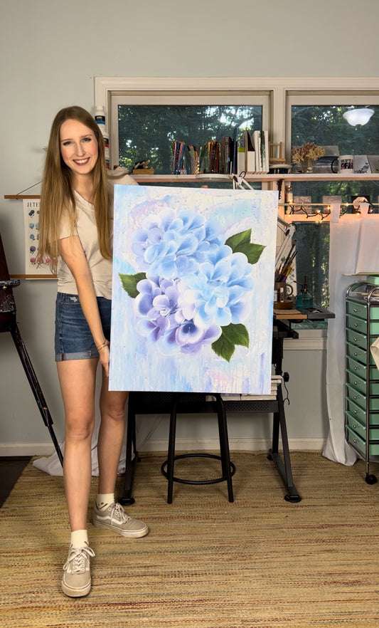 "The Whole World is a Garden" | 24inx30in Original Hydrangea Painting