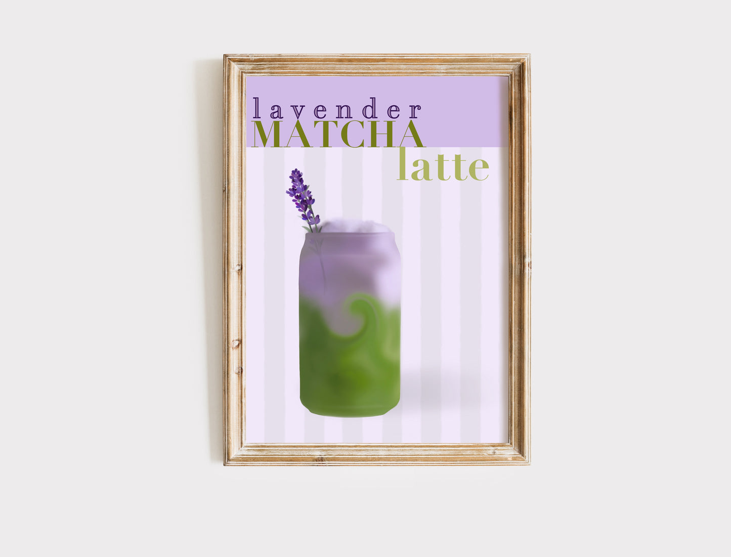 Lavender Matcha Latte Art Print - Aesthetic Café-Inspired Wall Decor