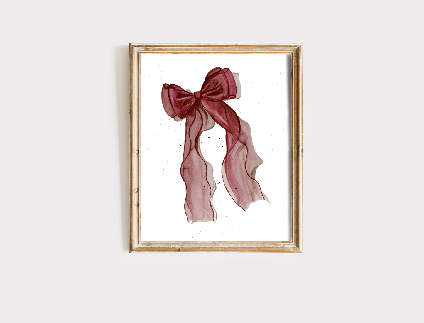 "Burgundy Chiffon" Watercolor Bow Art Print