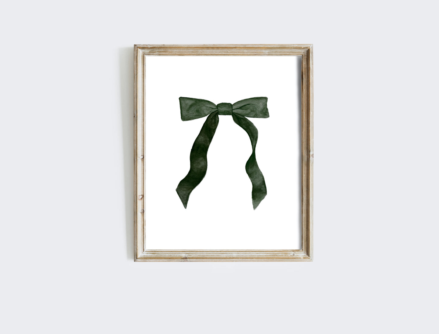 "Green Ribbon" Watercolor Bow Art Print