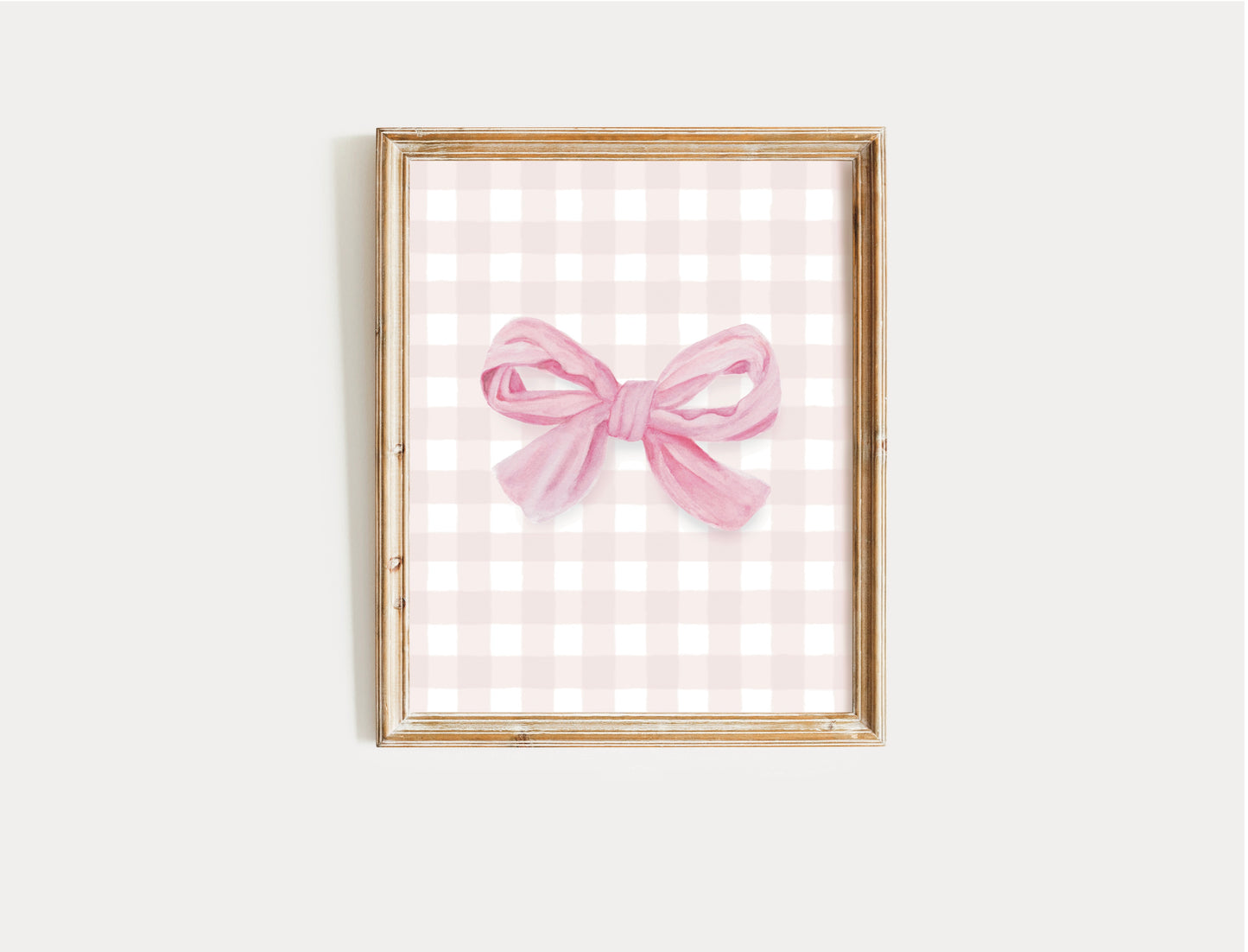 Blush Gingham Bow Art Print