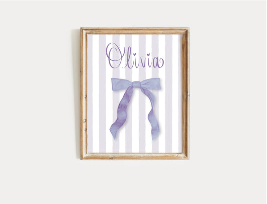 🎀 Personalized Bow Name Art Print – Custom Nursery and Girls' Room Wall Decor 🎀