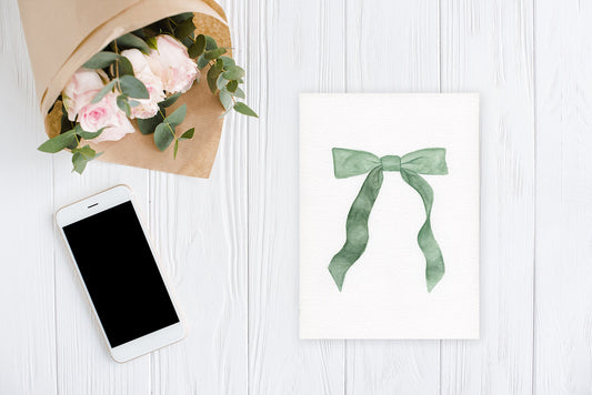 Summer Lane Watercolor Bow Art Print – Soft and Timeless Wall Decor