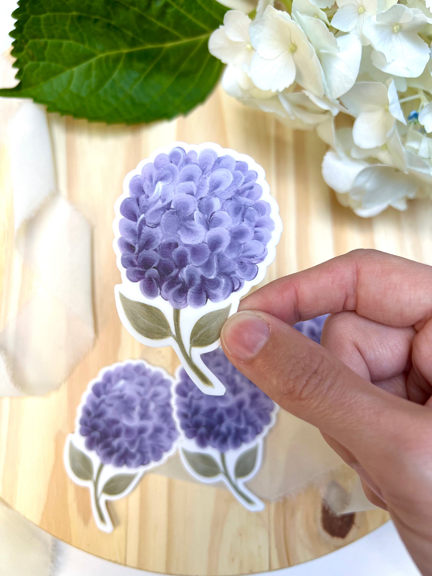 Purple Hydrangea Sticker, 2.08x3in