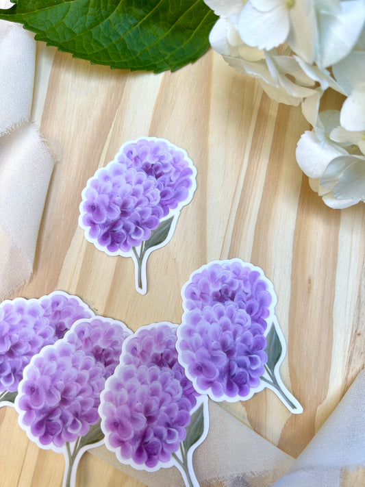 Purple Pink Hydrangeas Sticker, 2.2x3in