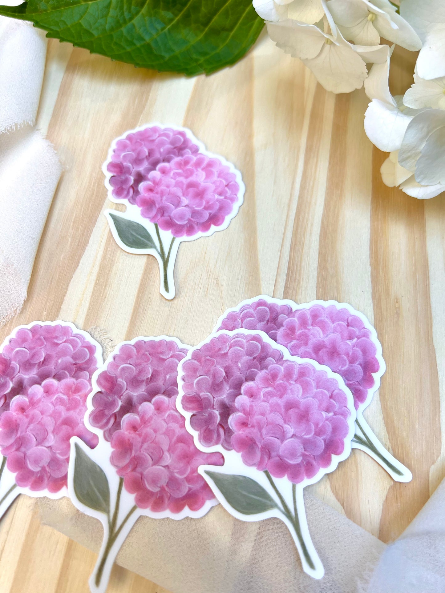 Pink Hydrangeas Sticker, 2.13x3in