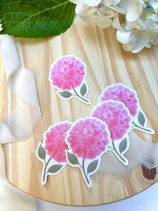 Pink Hydrangea Sticker, 2.12x3in