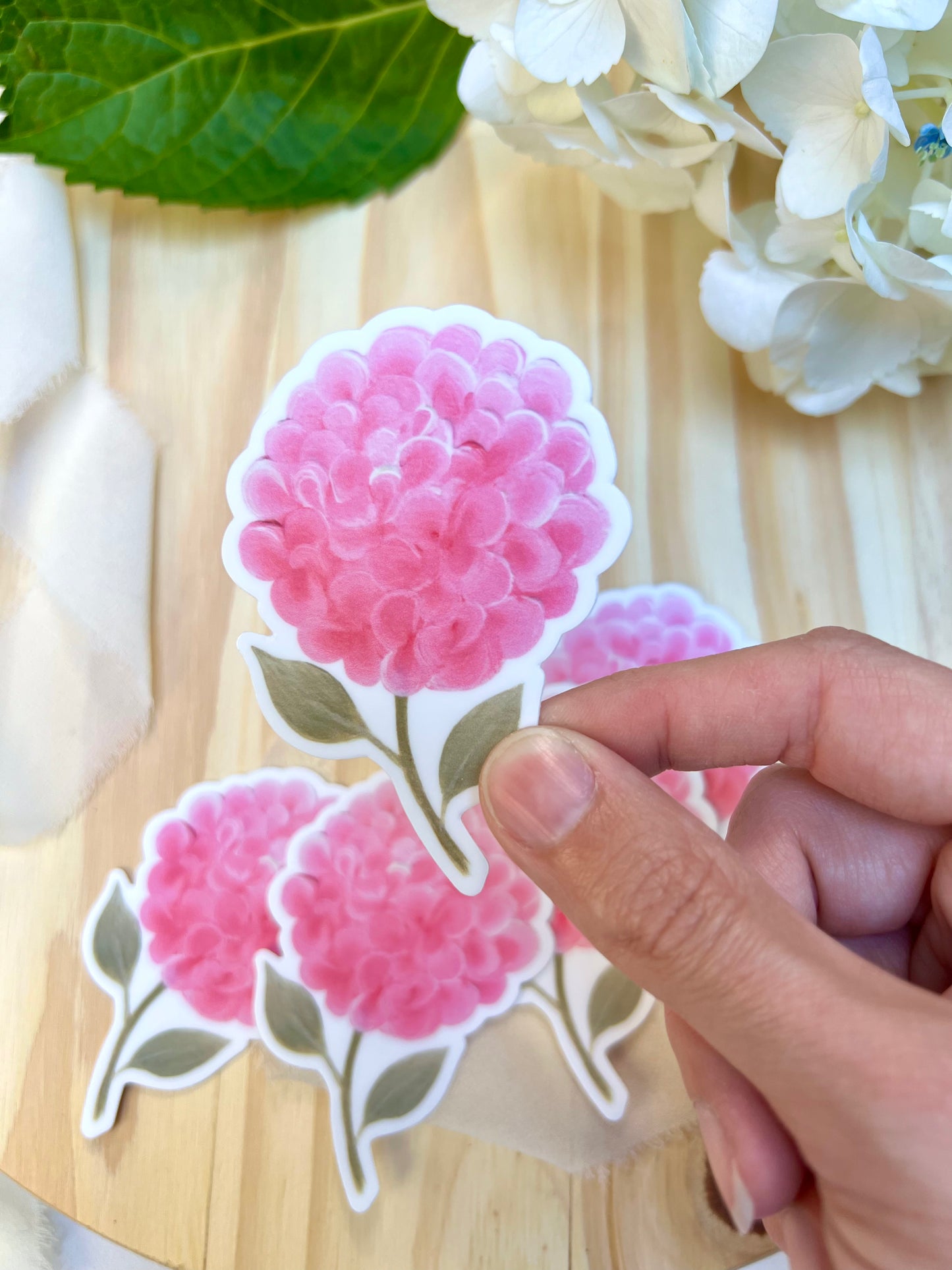 Pink Hydrangea Sticker, 2.12x3in