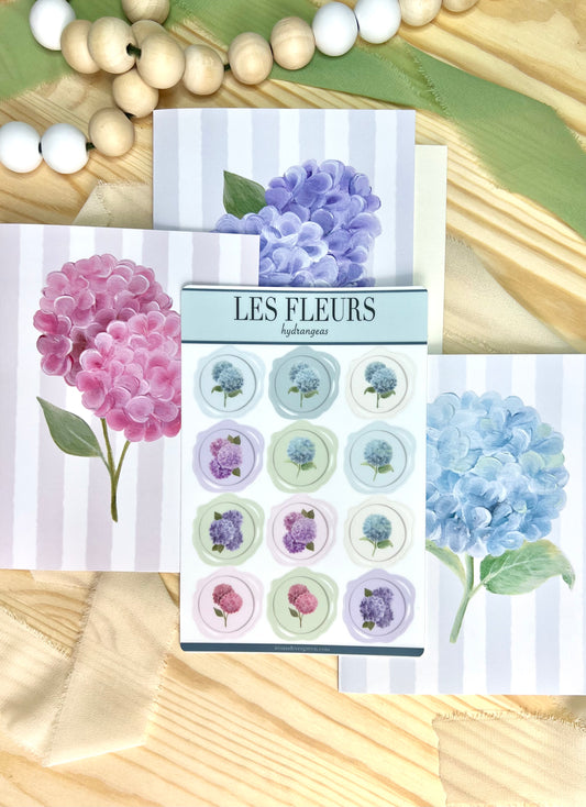 Hydrangea Wax Seal Sticker Sheet, 4x6in
