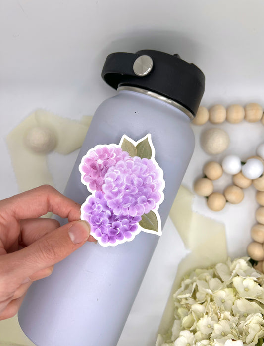 Purple Pink Hydrangeas Bouquet Sticker, 2.38x3in
