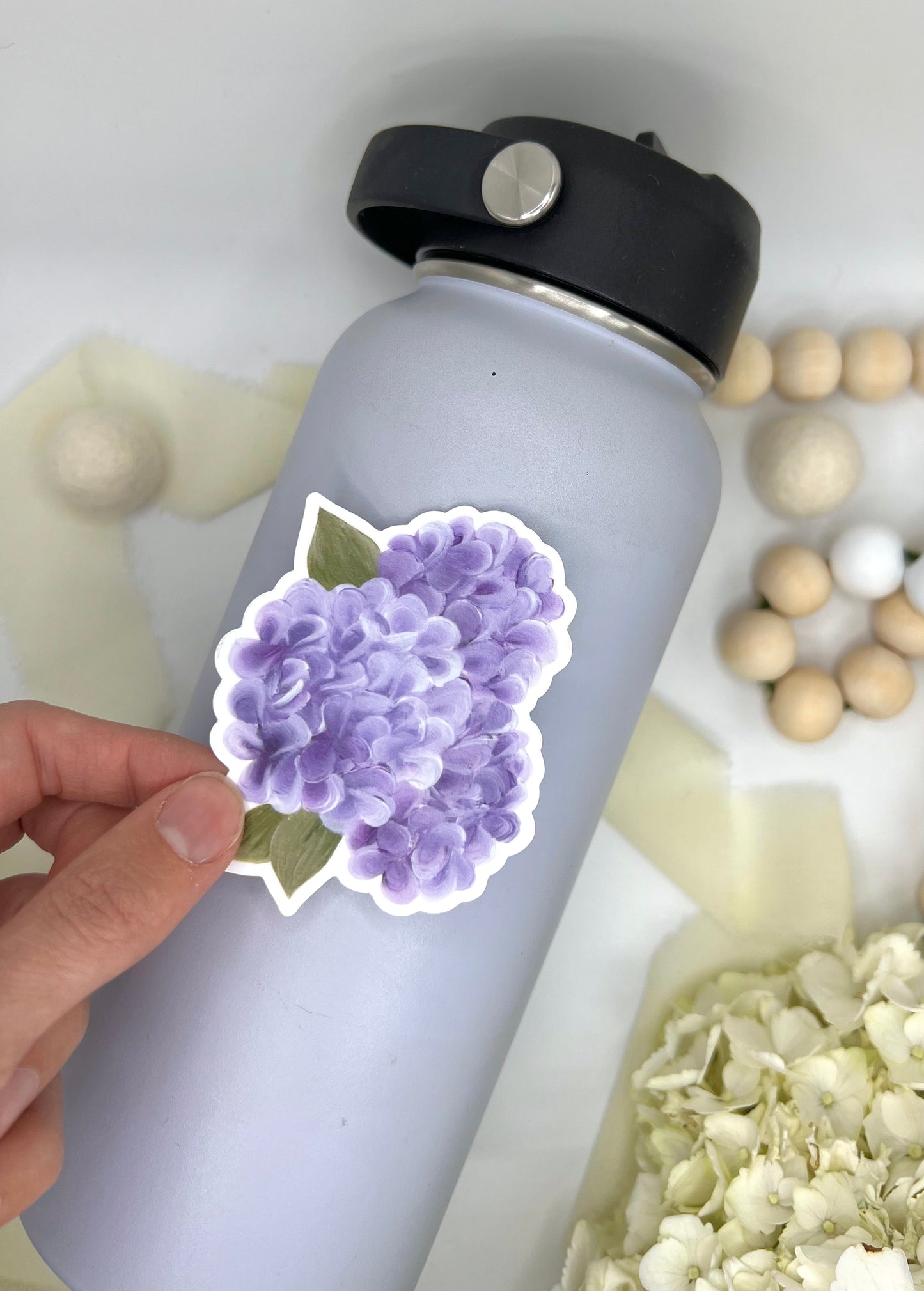 Purple Hydrangeas Bouquet Sticker, 2.41x3in