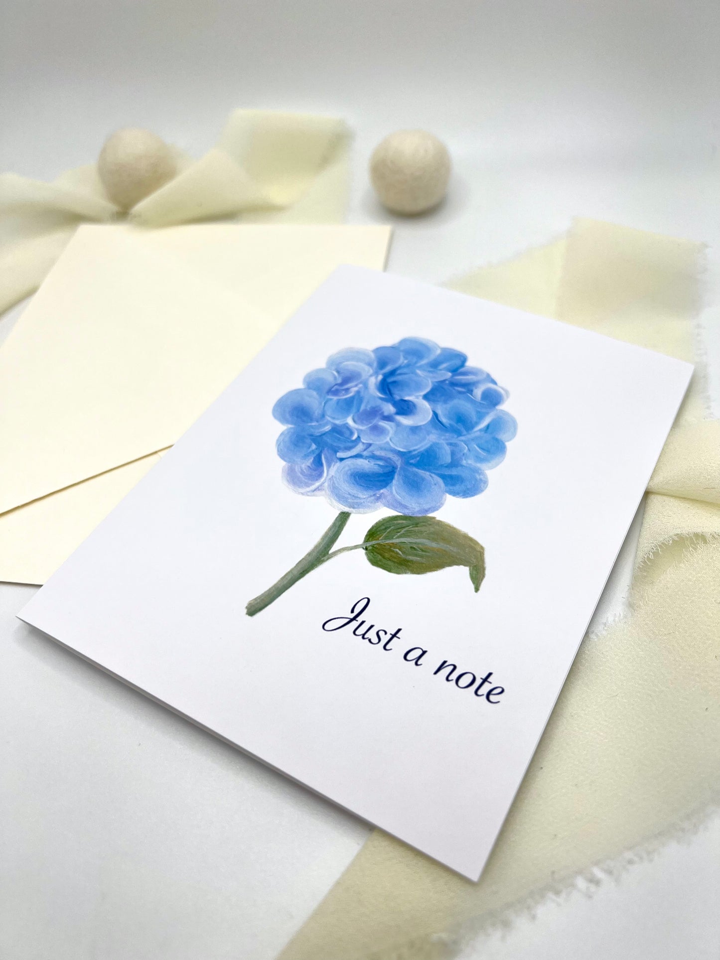Blue Hydrangea Just a Note Greeting Card