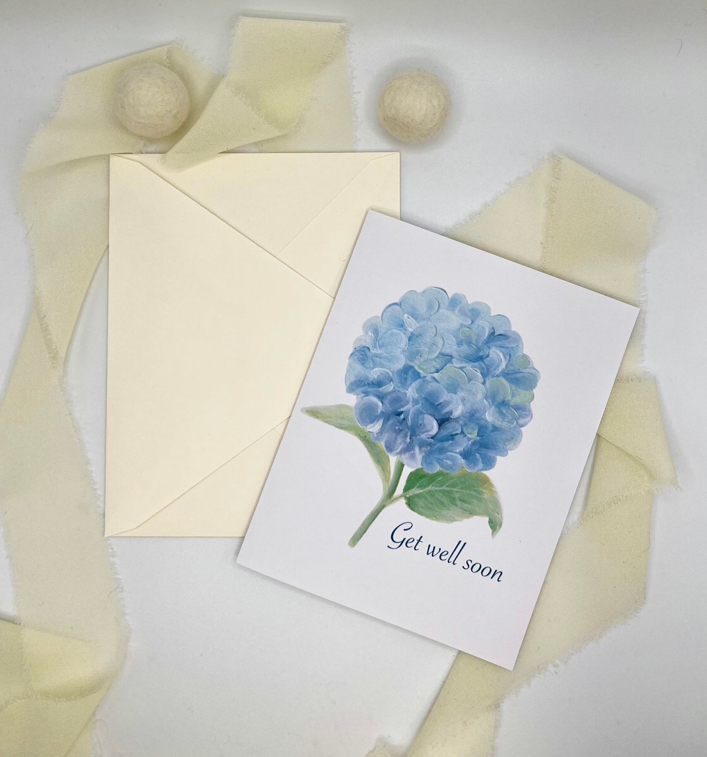 Blue Hydrangea Get Well Soon Greeting Card