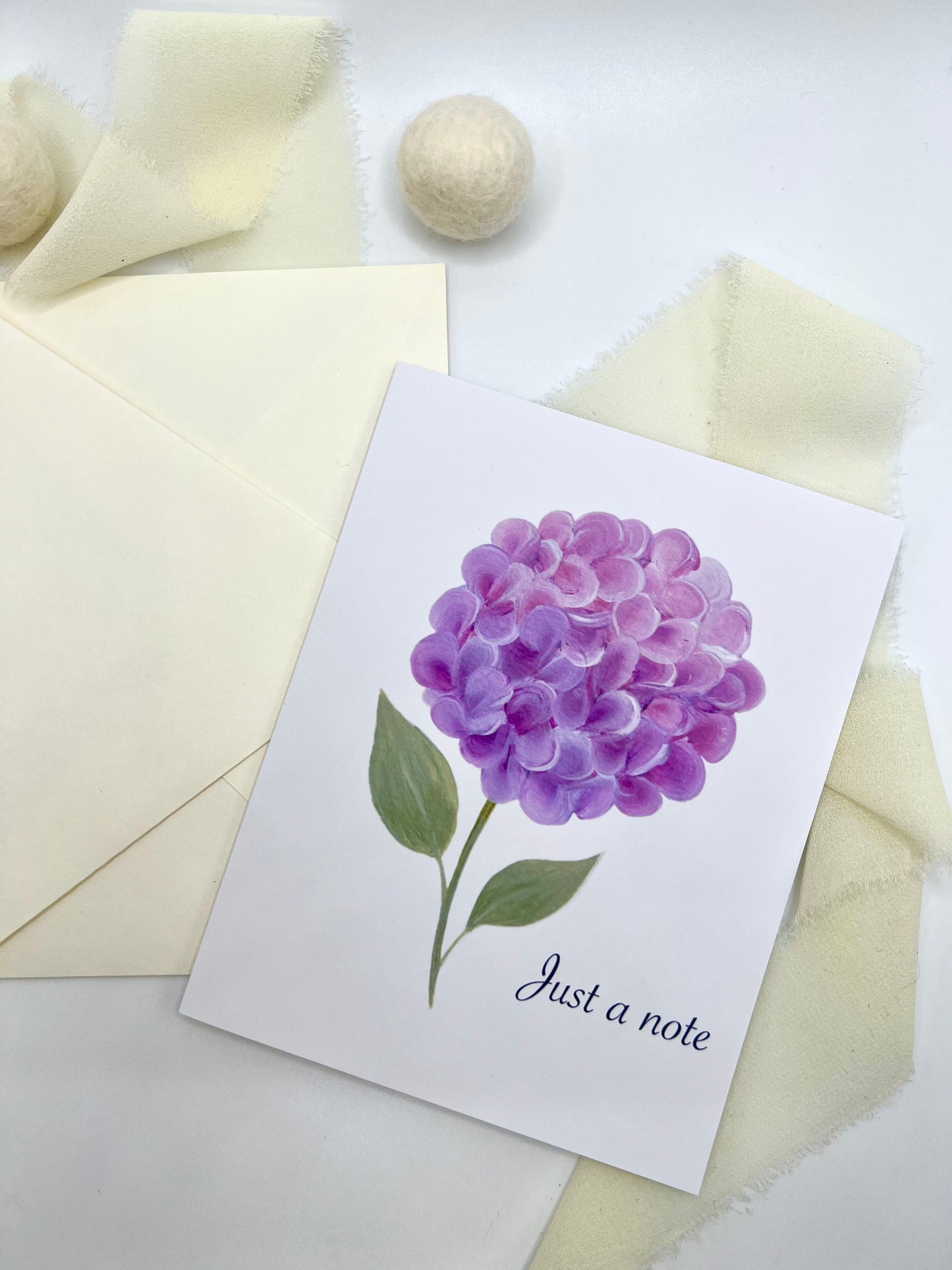 Purple Hydrangea Just a Note Greeting Card