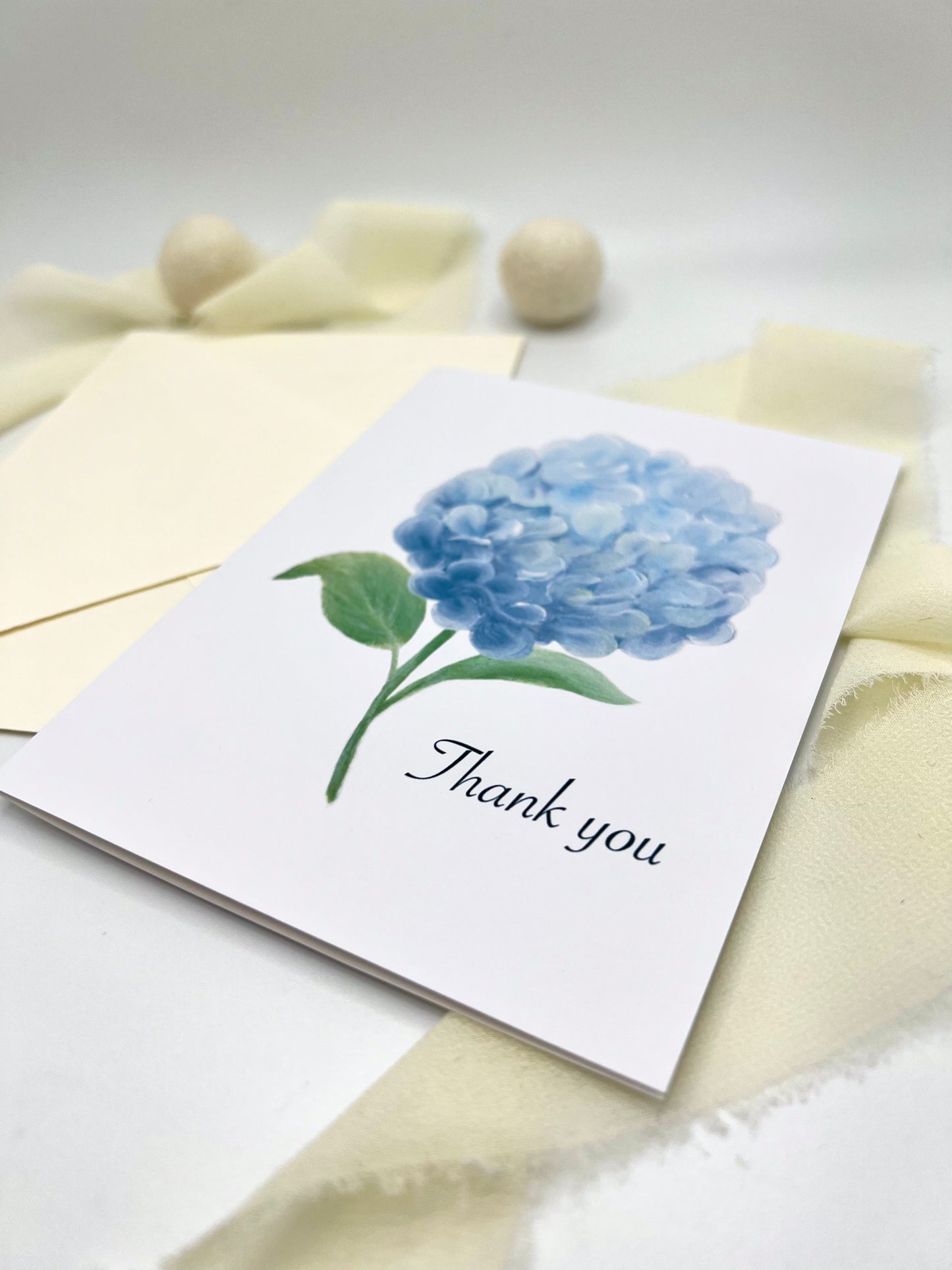 Blue Hydrangea Thank You Greeting Card