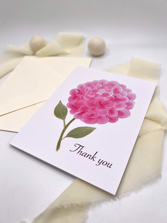 Pink Hydrangea Thank You Greeting Card