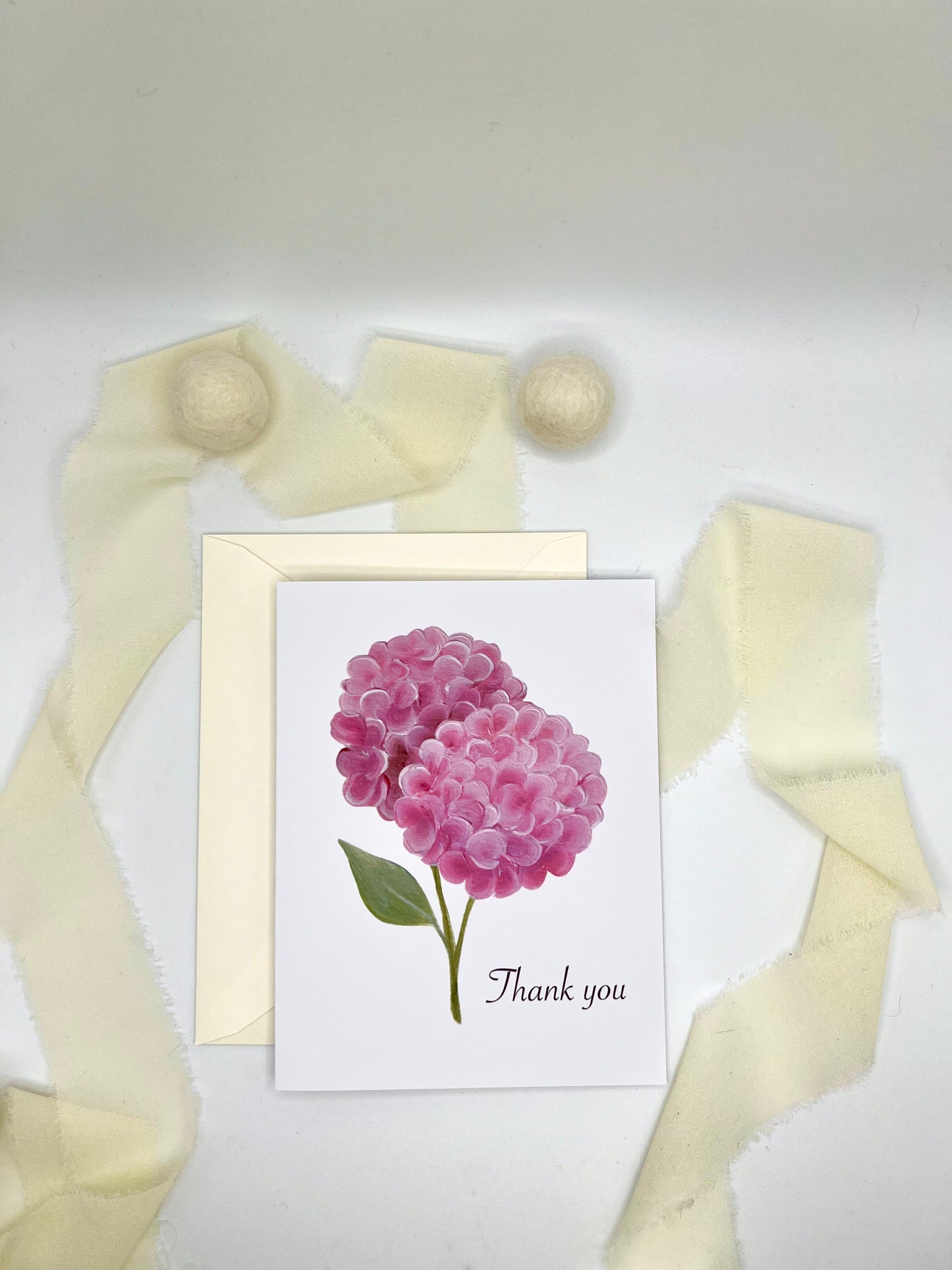 Pink Hydrangeas Thank You Greeting Card