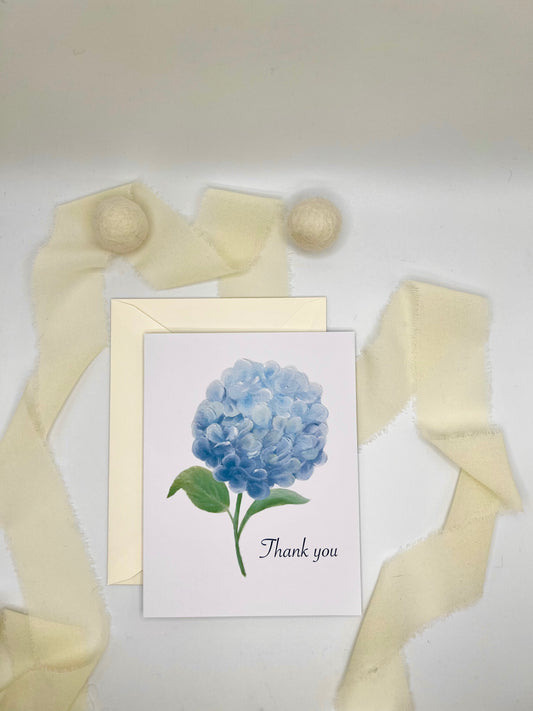 Blue Hydrangea Thank You Greeting Card