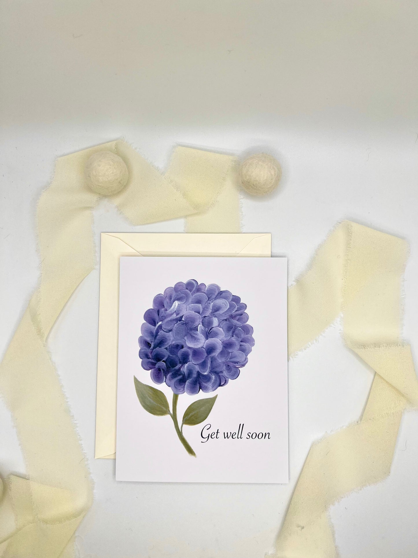 Purple Hydrangea Get Well Soon Greeting Card