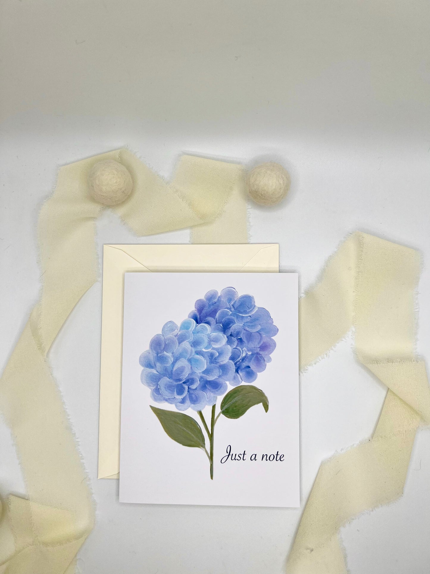 Blue and Purple Hydrangea Just a Note Greeting Card