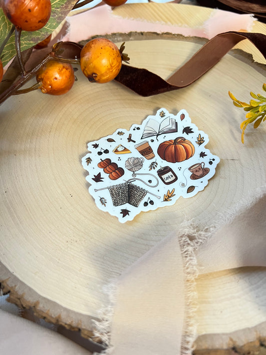 Autumn Cozy Favorites Sticker, 3x2.4in