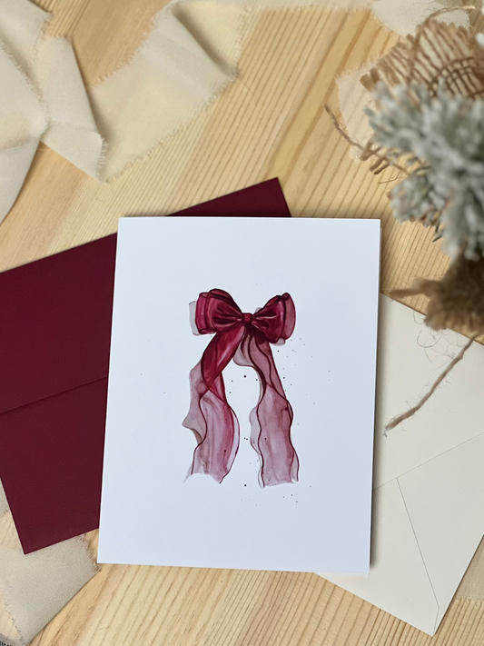Red Chiffon Bow Greeting Card