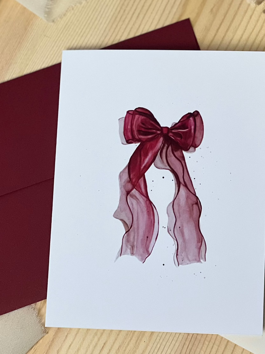 Red Chiffon Bow Greeting Card
