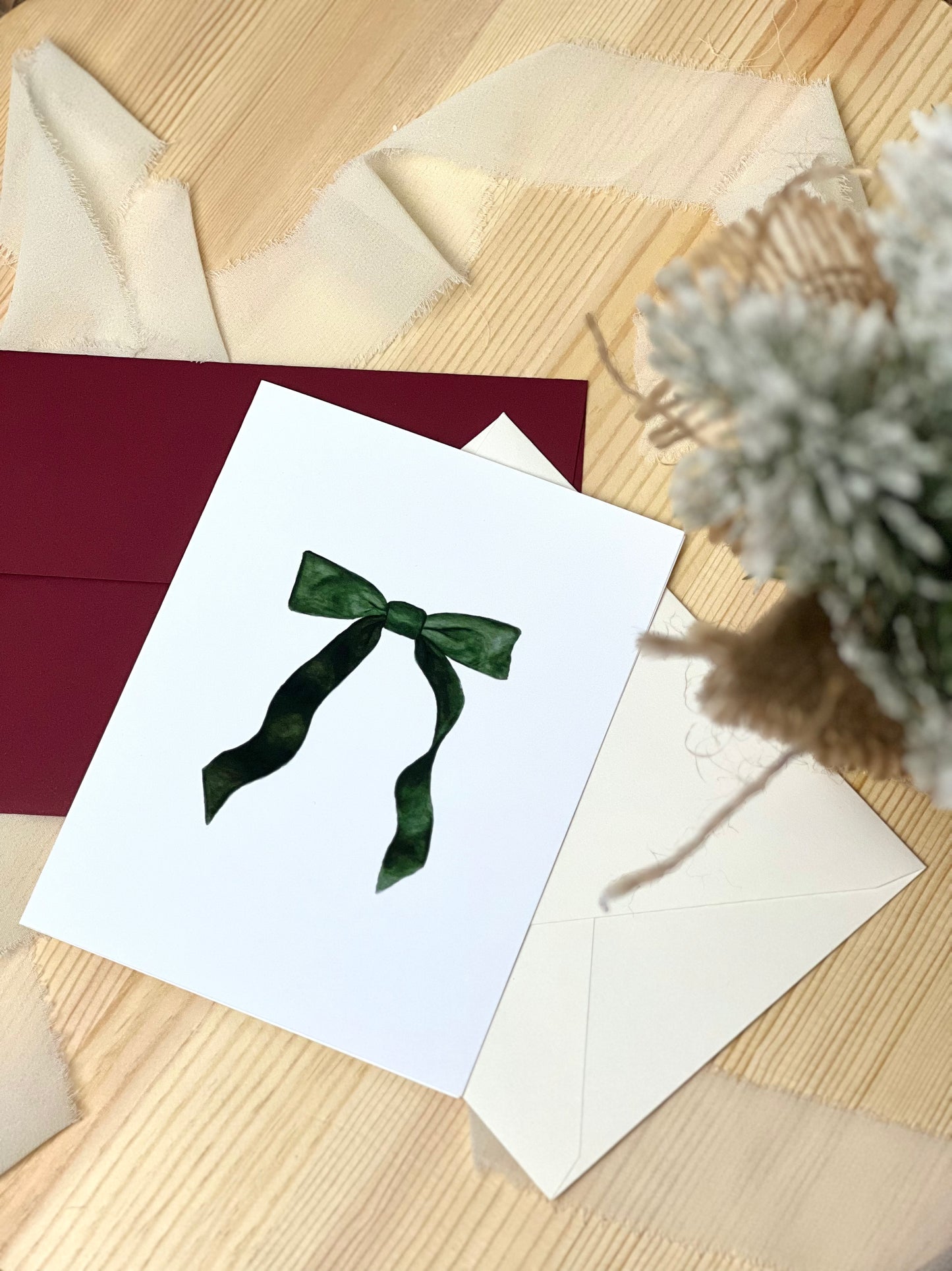 Green Ribbon Greeting Card
