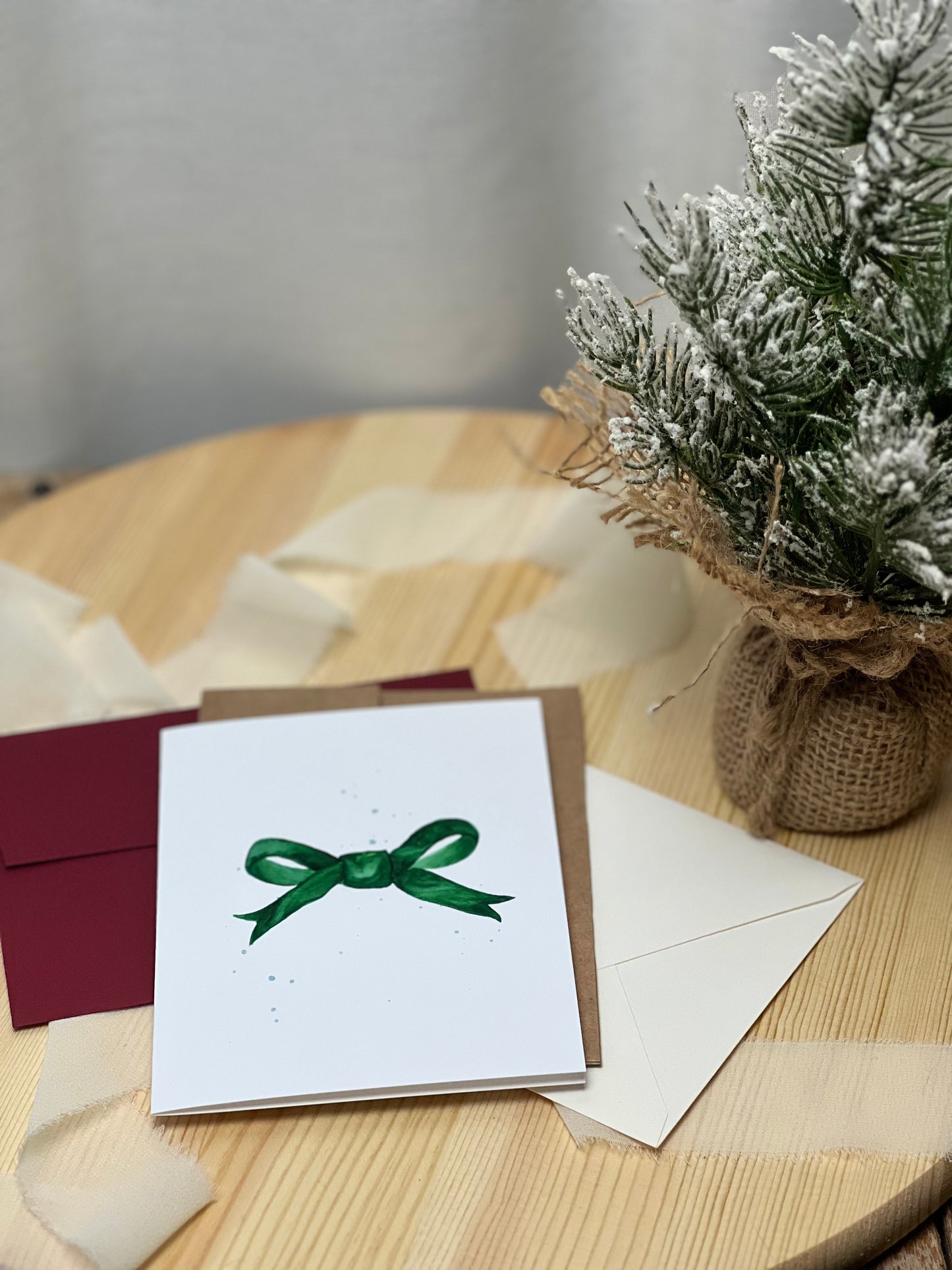 Green Bow Greeting Card