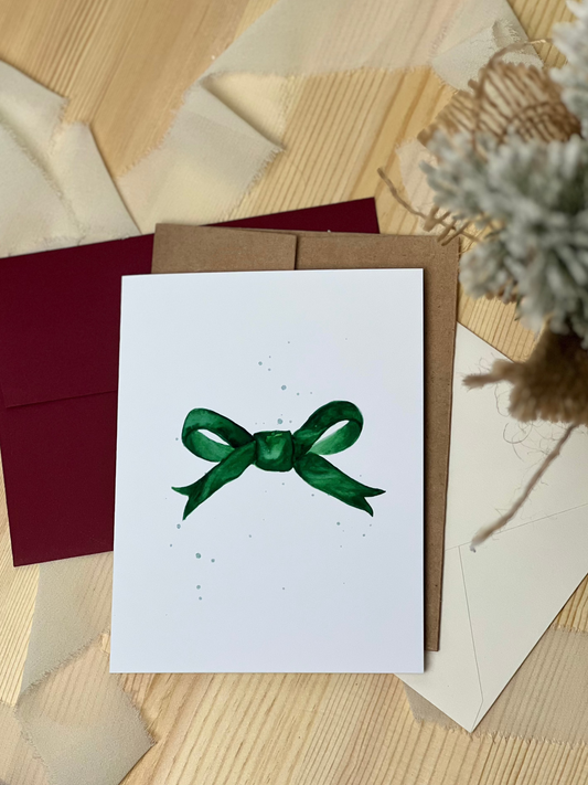 Green Bow Greeting Card