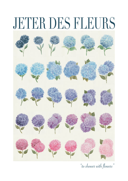 Jeter Des Fleurs Hydrangea Art Print