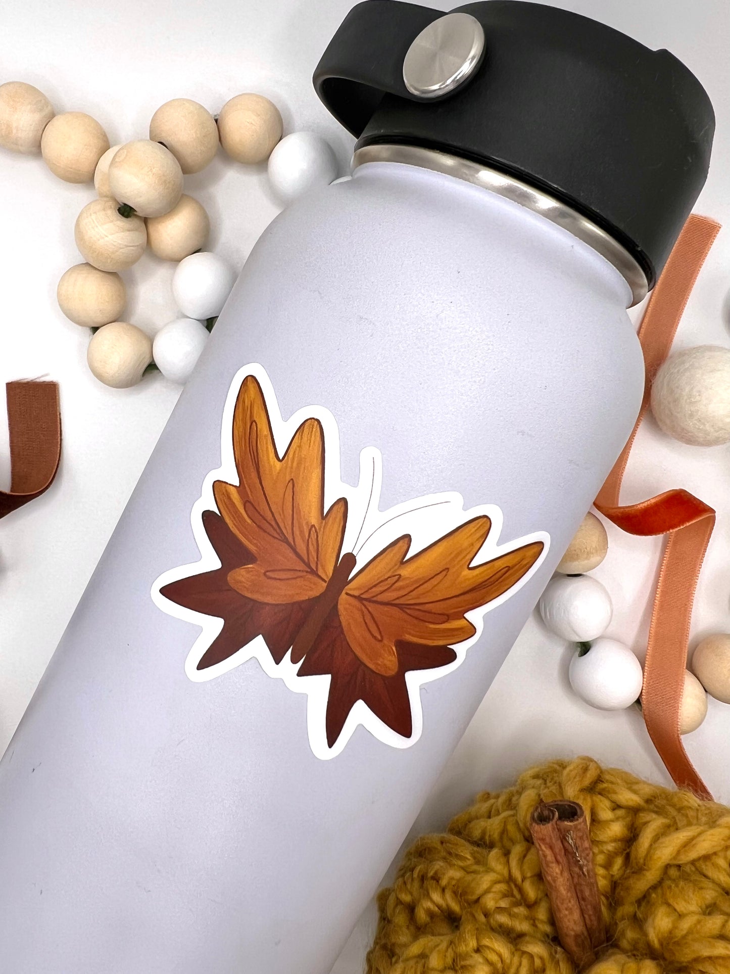 Autumn Leaves Butterfly Sticker, 3x2.18in