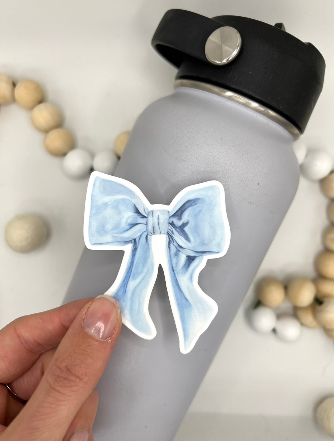 Blue Bow sticker, 3x2.3in