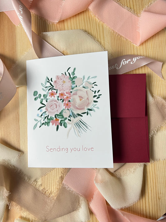 Sending You Love Flower Bouquet Greeting Card
