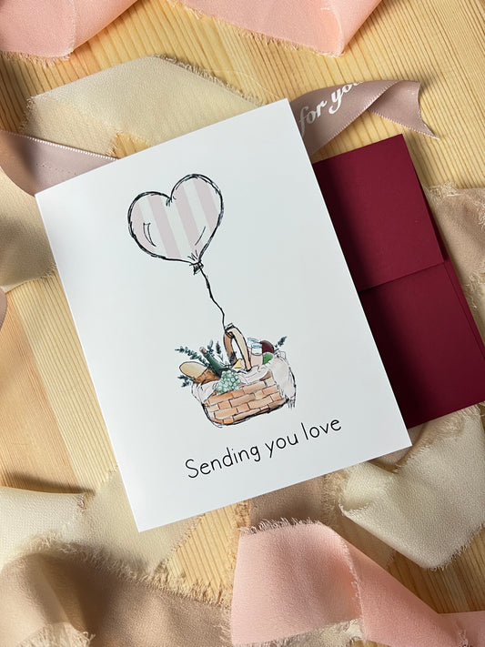Sending You Love Picnic Basket Greeting Card