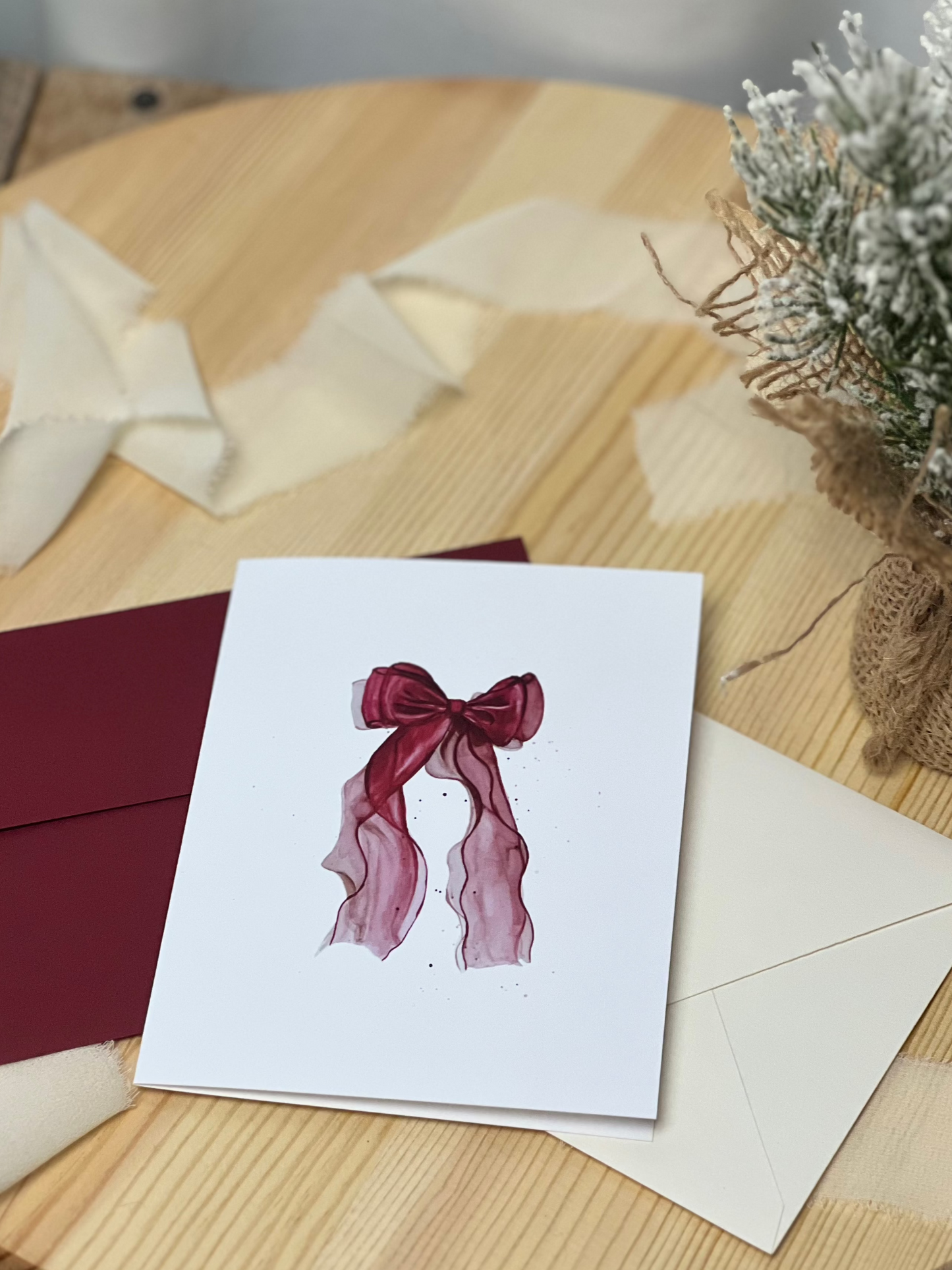 Red Chiffon Bow Greeting Card