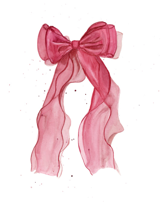 Effervescent Pink Chiffon Bow Art Print - Charmingly Whimsical & Elegant