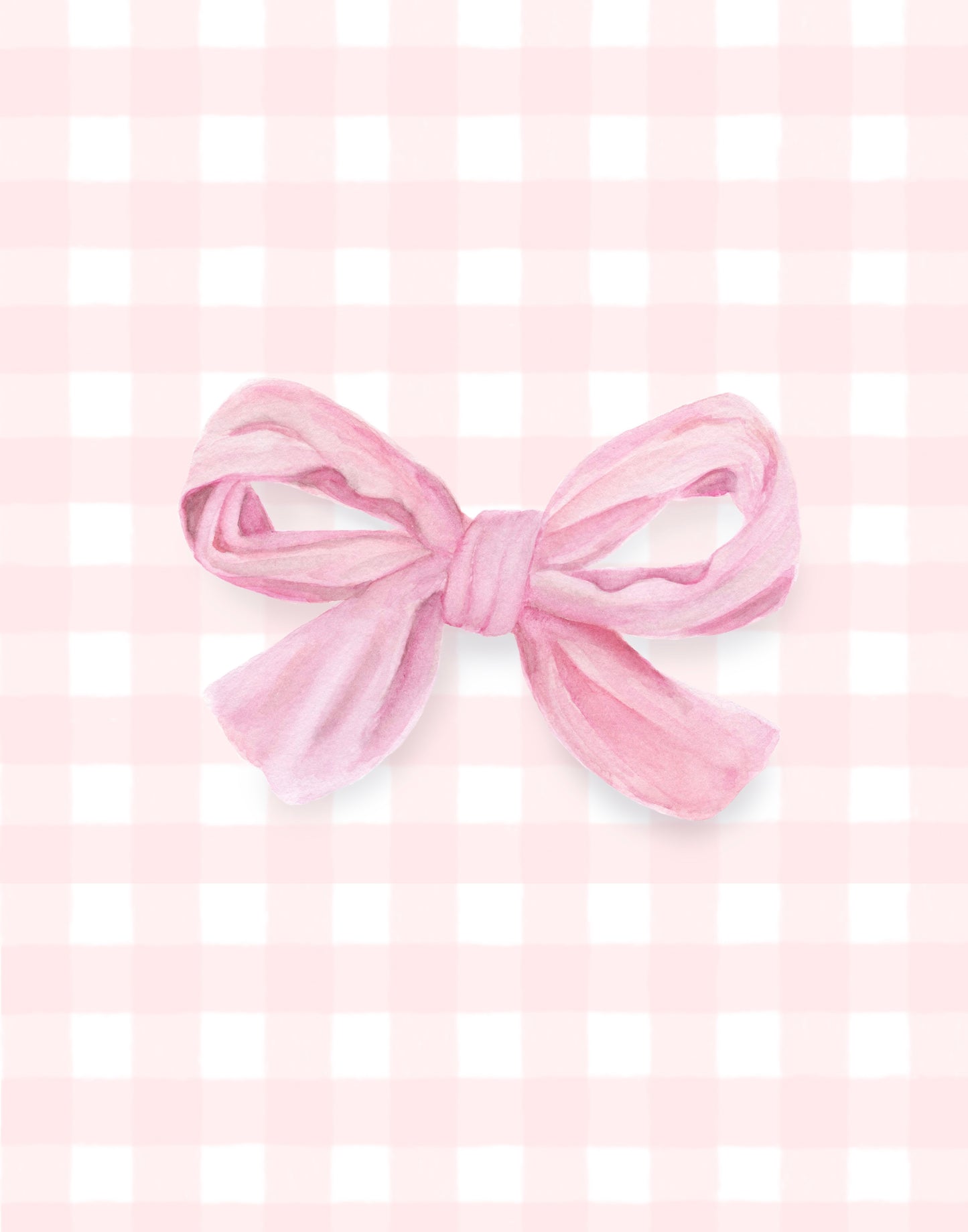 Blush Gingham Bow Art Print