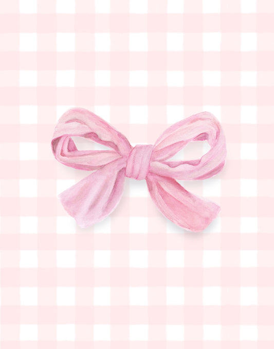 Blush Gingham Bow Art Print