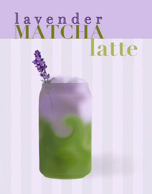 Lavender Matcha Latte Art Print - Aesthetic Café-Inspired Wall Decor