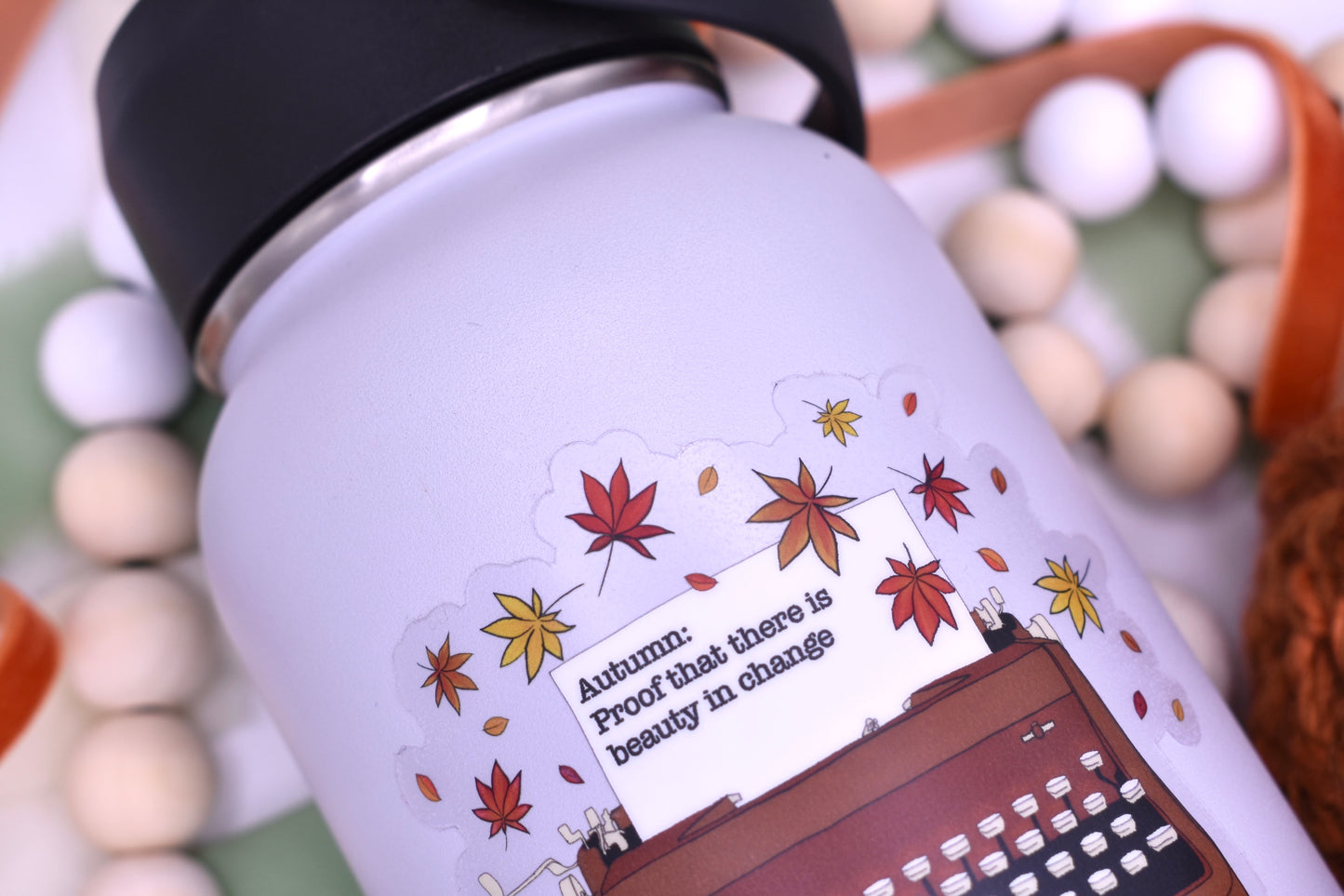 Autumn Change Typewriter Sticker, 3.5x2.93in