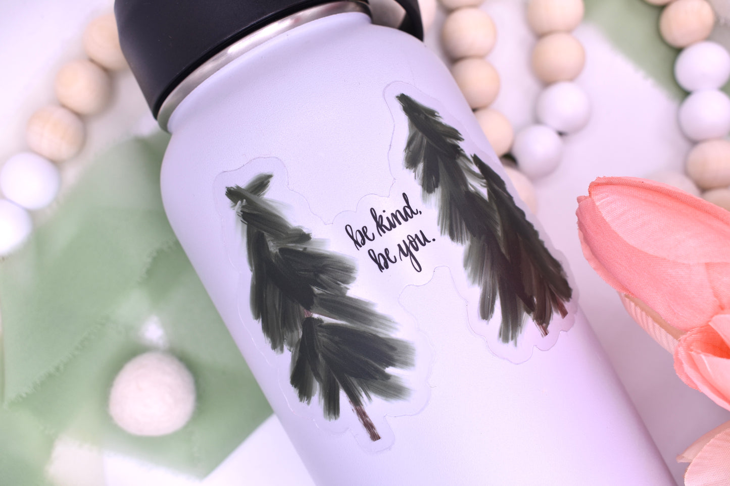 Be Kind Be You Evergreen Trees Sticker, 4x3.08in