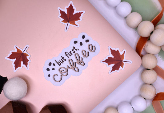 But First Coffee Sticker, 3x1.58in