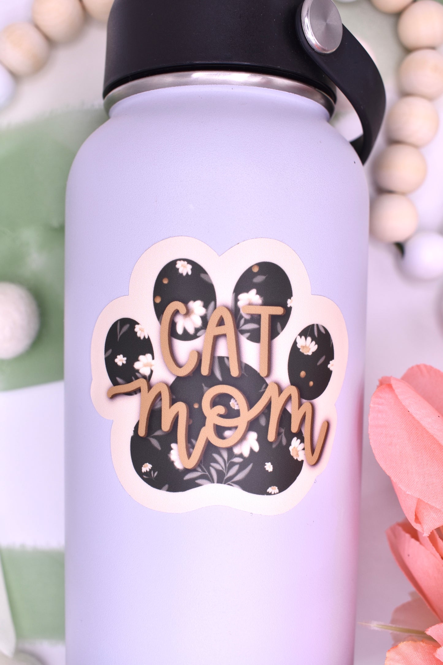 Cat Mom Sticker, 3x2.72in