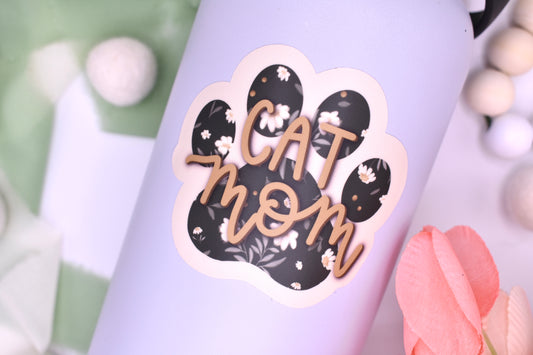 Cat Mom Sticker, 3x2.72in