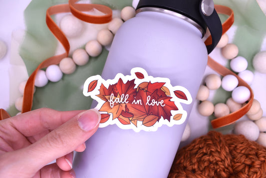 Fall in Love Sticker, 3x1.8in