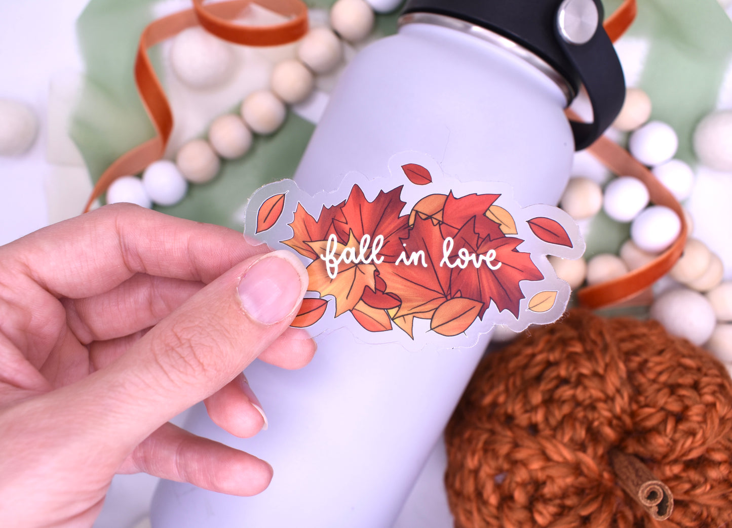 Fall in Love Sticker, 3x1.8in