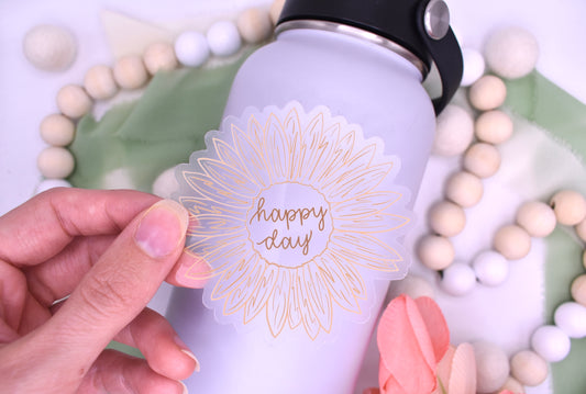 Happy Day Sunflower Sticker, 3x2.98in