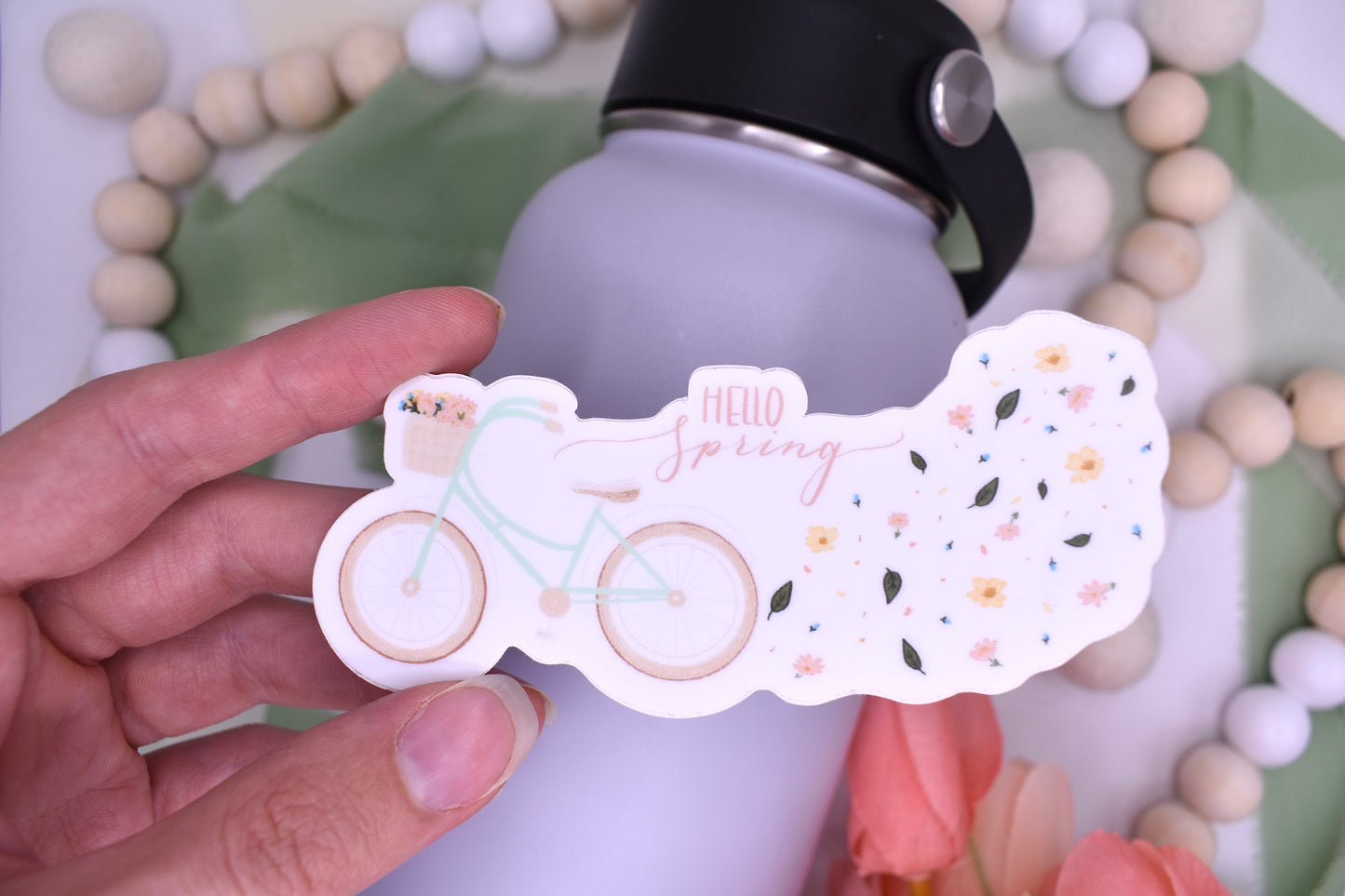 Spring Bike Sticker, 4x1.94in