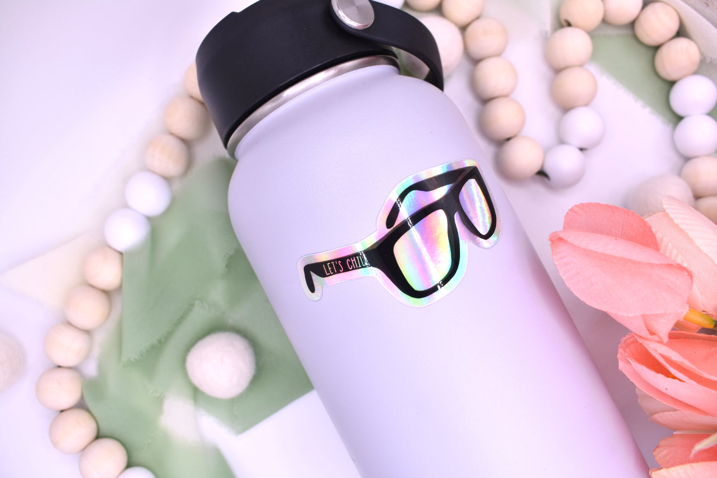 Holographic Sunglasses Sticker, 3x1.43in